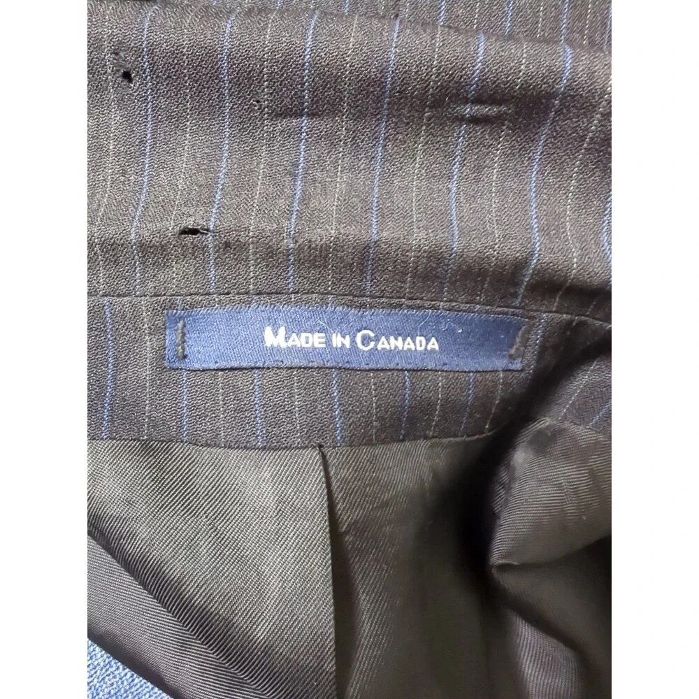 VTG Polo University by Ralph Lauren Sz 41T Black Blazer Gray Blue Pinstripes BUT
